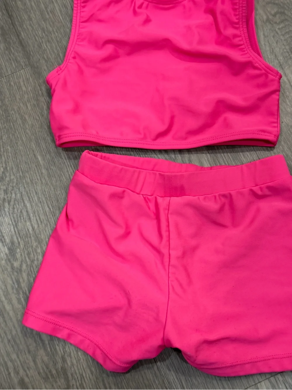 Betsey Johnson Girl’s 2 Pc Pink Bathing Suit Tank Top & Shorts Size 5
